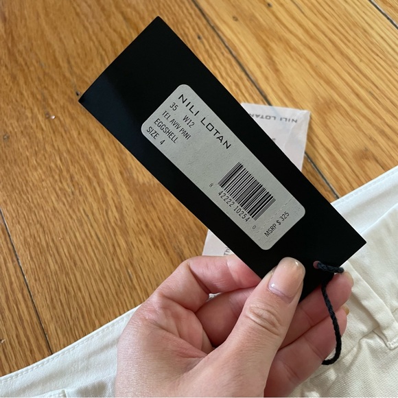 NWT Nili Lotan Tel Aviv Pants in Eggshell Cream White Off white Chino Khakis - Picture 9 of 11